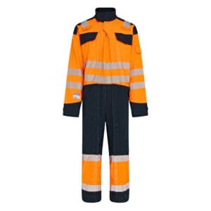 FR AS Twin Zip Coverall Hi Vis Orange/Navy
